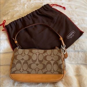 Coach tan/brown signature mini handbag